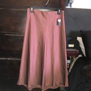 Express Dusty Rose 
Satin High Waisted Midi Slip Skirt
